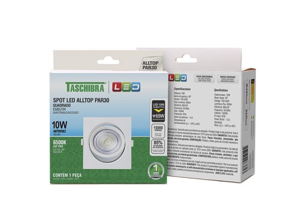 SPOT EMPOTRAR CUADRADO ALLTOP LED PAR30 10W 6500K 45º - Imagen 3
