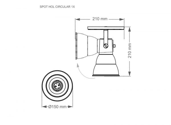 SPOT TASCHIBRA CIRCULAR HOL 1XE27 PAR30 NEGRO MATE - Imagen 4