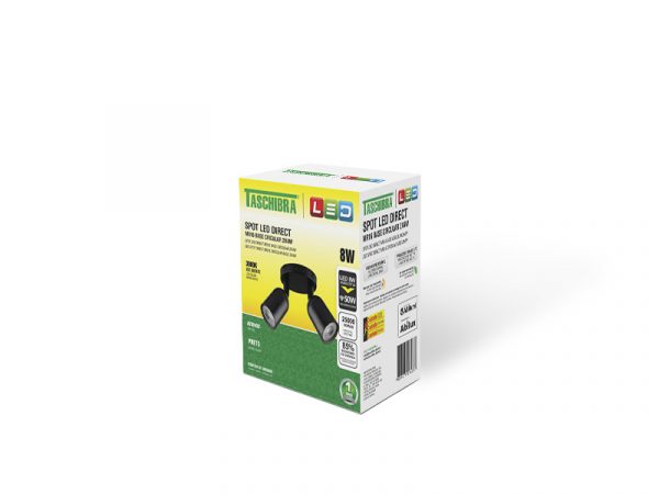 SPOT LED DIRECTO MR16 BASE CIRCULAR 2X4W 3000K NEGRO - Imagen 2