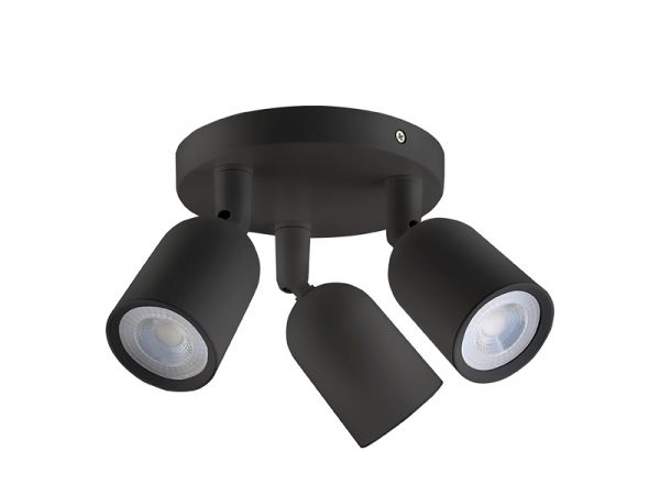 SPOT LED DIRECTO MR16 BASE CIRCULAR 3X4W 3000K NEGRO