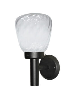 ARANDELA TASCHIBRA THOR 1XE27 C/VIDRO RT-RIGATO TRANSP NEGRO MATE