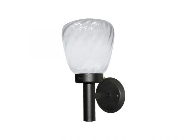 ARANDELA TASCHIBRA THOR 1XE27 C/VIDRO RT-RIGATO TRANSP NEGRO MATE