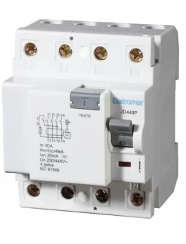 JD440P - INTERRUPTOR DIFERENCIAL, 4 POLOS, 40A, 30MA - (E89564) - UNIDAD