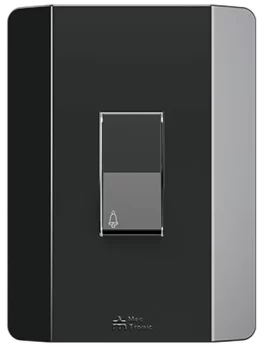 1 PULSADOR DE CAMPANA 10A/250VAC ACOPLAMIENTO RÁPIDO CON PLACA VERTICAL RAPID NEGRA (85011) - LÍNEA RAPID NEGRA