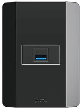 CONJUNTO TOMA USB 2A ENTRADA 110/240VAC 50/60HZ <0.1A SALIDA 5V POTENCIA 10W CON PLACA (41418H) - LÍNEA RÁPIDA NEGRA