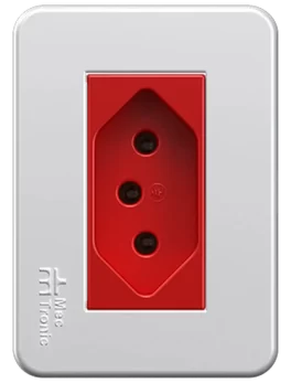 BASE DE EMPOTRAR 2P+T ROJA 20A/250VAC CON PLACA MOV-PLUS - UNIDAD (39796) - LÍNEA MOVLIGHT