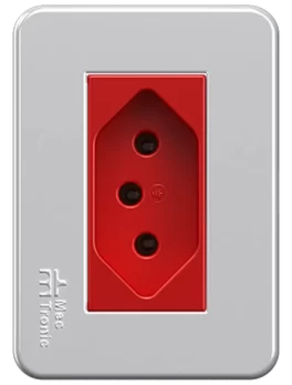 BASE DE EMPOTRAR 2P+T ROJA 20A/250VAC CON PLACA MOV-PETRA - UNIDAD (39790) - LÍNEA MOVLIGHT