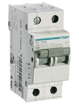 MU206A - DISYUNTOR IEC, 2 POLOS, 6A, CURVA C, 6KA - (A90247) - UNIDAD