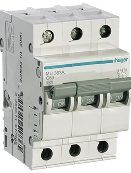 MU363A - DISYUNTOR IEC, 3 POLOS, 63A, CURVA C, 6KA - (A90264) - UNIDAD