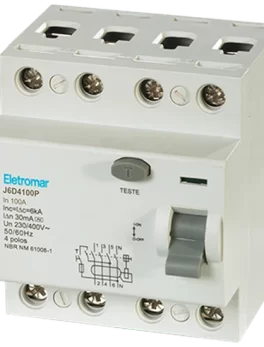 J6D4100P - INTERRUPTOR DIFERENCIAL, 4 POLOS, 100A, 6KA 30MA - (E90370) - UNIDAD