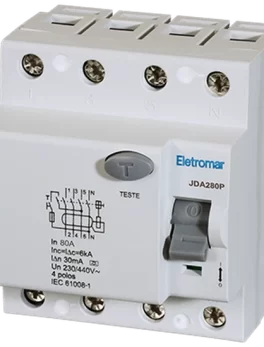 JDA480P - INTERRUPTOR DIFERENCIAL, 4 POLOS, CLASE A, 80A, 30MA - (E90916) - UNIDAD