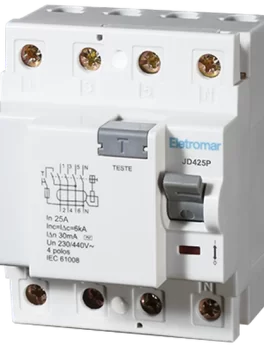 JD425P - INTERRUPTOR DIFERENCIAL, 4 POLOS, 25A, 30MA - (E89563) - UNIDAD