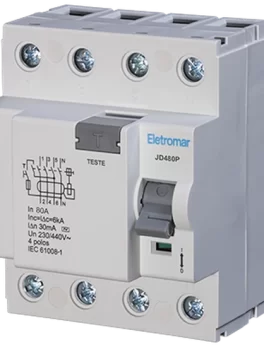 JD480P - INTERRUPTOR DIFERENCIAL, 4 POLOS, 80A, 30MA - (E89585) - UNIDAD