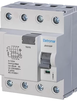 JD4100P - INTERRUPTOR DIFERENCIAL, 4 POLOS, 100A, 30MA - (E89586) - UNIDAD